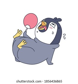 Cartoon cute penguin for stop global warming concept. eps 10 vector.