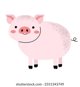 Cartoon cute pig. Farm animals. Childish illustration. Kids style 