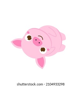 Cartoon Cute Pig Vector on white background