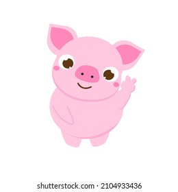 Cartoon Cute Pig Vector on white background