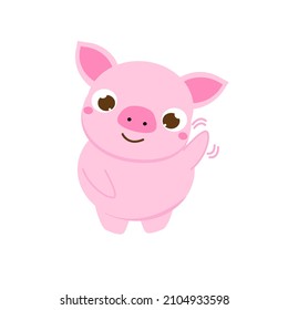Cartoon Cute Pig Vector on white background