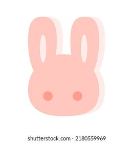 Cartoon cute pink bunny rabbit head face. Isolated on white background, flat design, vector, illustration, EPS10