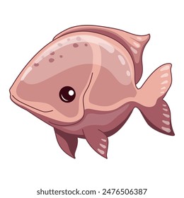 Cartoon cute pink fish on a white background. Tropical underwater aquatic creature. Sea animal vector illustration for prints, textiles, children s clothing design, prints, cards, stickers