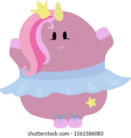 cartoon cute pink unicorn ballerina