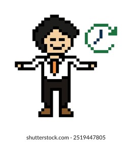 Cartoon cute pixel cartoon 8bit character business man businessman smart work game for decoration business 8 bit male career smart character game vector.