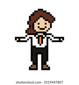 Cartoon cute pixel cartoon 8bit character business man businessman smart work game for decoration business 8 bit male career smart character game vector.