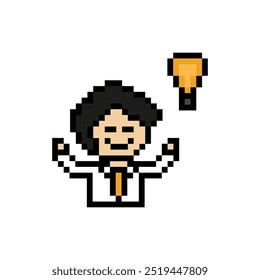 Dibujos animados lindo píxel de dibujos animados 8bit personaje hombre de negocios hombre de negocios inteligente juego de trabajo para la decoración de negocios 8 bits carrera masculina inteligente juego de personajes Vector.