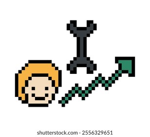 Cartoon cute pixel cartoon 8bit character business man businessman smart work game for decoration business 8 bit male career smart character game vector.