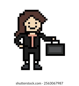 Cartoon cute pixel cartoon 8bit character business woman office smart work game for decoration business 8 bit female lady teacher businesswoman career smart character game 8 bit vector.