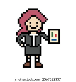 Cartoon cute pixel cartoon 8bit character business woman office smart work game for decoration business 8 bit female lady teacher businesswoman career smart character game 8 bit vector.