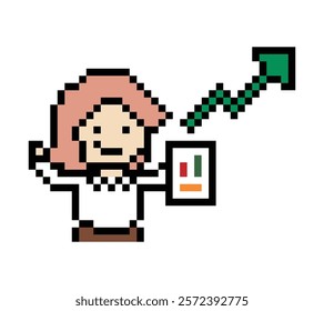 Cartoon cute pixel cartoon 8bit character business woman office smart work game for decoration business 8 bit female lady teacher businesswoman career smart character game 8bit vector.