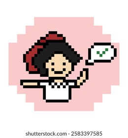 Cartoon cute pixel cartoon 8bit character business woman office smart work game for decoration business 8 bit female lady teacher businesswoman career smart character game 8bit vector.