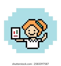 Cartoon cute pixel cartoon 8bit character business woman office smart work game for decoration business 8 bit female lady teacher businesswoman career smart character game 8bit vector.