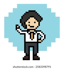 Cartoon cute pixel cartoon 8bit character business man businessman smart work game for decoration business 8 bit male career smart character game 8bit vector.