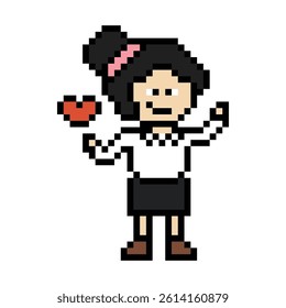 Cartoon cute pixel cartoon 8bit character business woman office smart work game decoration business 8 bit female lady businesswoman career smart character game vector.