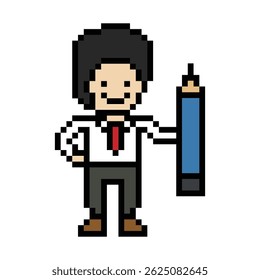 Cartoon cute pixel cartoon 8bit character business man businessman smart work game decoration business 8 bit male career smart character game 8bit vector.