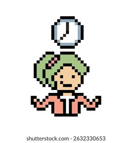 Cartoon cute pixel cartoon 8bit character business woman time management work deadline decoration 8 bit female schedule smart character 8bit vector.