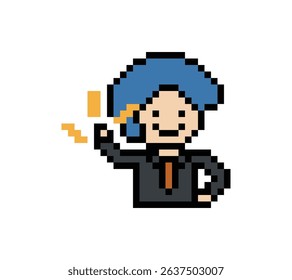 Cartoon cute pixel cartoon 8bit character business man businessman smart work game decoration business 8 bit male career smart character game 8bit vector.
