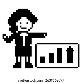 Cartoon cute pixel cartoon 8bit character business woman office smart work game decoration business 8 bit female lady businesswoman career smart character game vector.