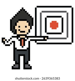 Cartoon cute pixel cartoon 8bit character business man businessman smart work game decoration business 8 bit male career smart character game 8bit vector.