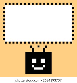 Cartoon cute pixel art of robot or ai learning skill robotic calculate chat bot robots vector character technology background 8 bit.