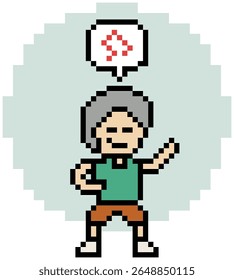 Cartoon cute pixel character cute man exercises training aerobic dance lifestyle music decoration life style 8 bit male boy dance with music game 8bit fitness isolated vector.