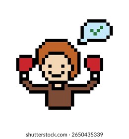 Cartoon bonitinho pixel homem exercícios treinamento pugilismo pugilismo punch estilo de vida decoração estilo de vida 8 bit masculino boxe lutuffs ginásio jogo 8 bit fitness isolado vetor.