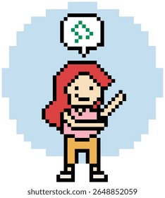 Cartoon cute pixel character woman exercises training dance lifestyle music decoration life style 8 bit female girl dance with music game 8bit fitness isolated vector.