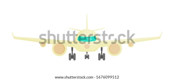 Cartoon Cute Plane Airplane Front View Stock Vector (Royalty Free ...