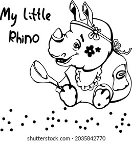Cartoon cute plump baby rhinoceros. The file can be used for cutting plotters.