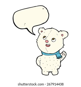 cartoon cute polar bear cub with speech bubble