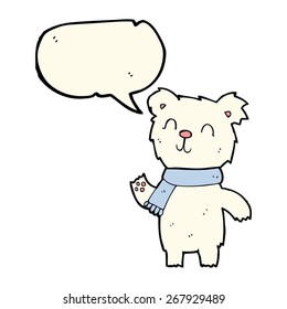 cartoon cute polar bear cub with speech bubble