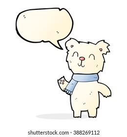 cartoon cute polar bear cub with speech bubble