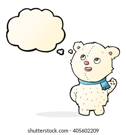 cartoon cute polar bear cub with thought bubble