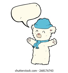 cartoon cute polar bear with speech bubble