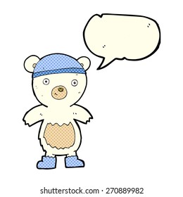 desenho animado urso polar bonito com balão de fala