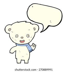 cartoon cute polar bear with speech bubble