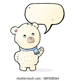 caricatura lindo oso polar con burbuja de habla