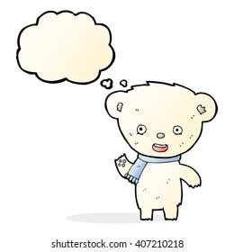 cartoon cute polar bear with thought bubble