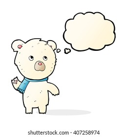 cartoon cute polar bear with thought bubble