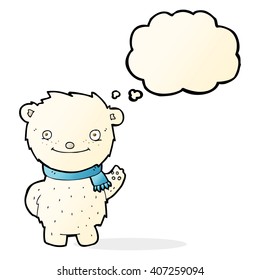 cartoon cute polar bear with thought bubble