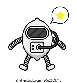 Cartoon cute potato being an astronaut on a white background