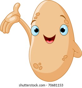 Cartoon cute potato presenting something