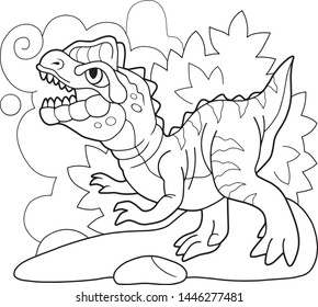 Cartoon Cute Prehistoric Dinosaur Dilophosaurus Coloring Stock Vector ...