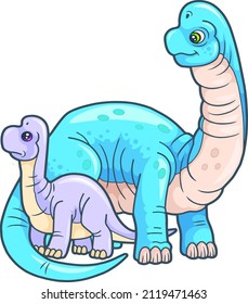 cartoon cute prehistoric dinosaur, funny illustration