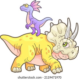 cartoon cute prehistoric dinosaur, funny illustration