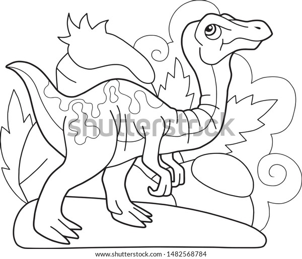 Cartoon Cute Prehistoric Dinosaur Gallimimus Coloring Stock Vector