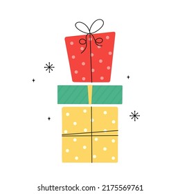 Cartoon cute present gift boxes vector card
