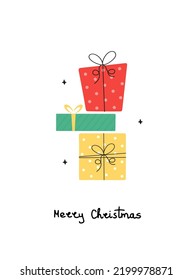 Caricatura lindo regalo regalo cajas de regalo tarjeta vectorial