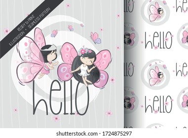 Cartoon cute pretty fairy illustration for kids